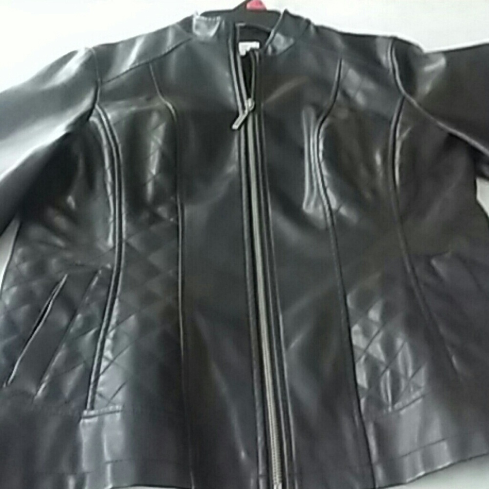 Faux leather zip ladies jacket